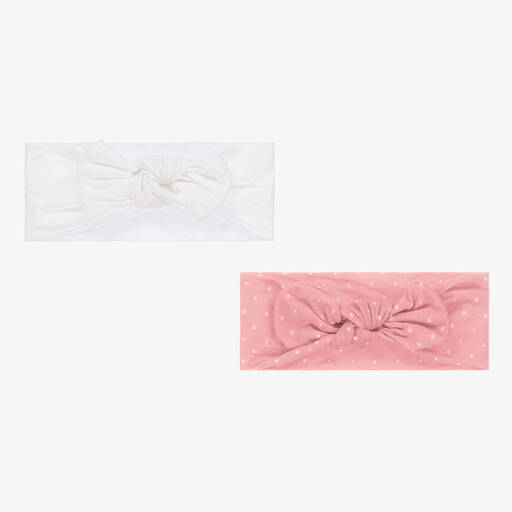 Mayoral-Baby Girls Pink & White Headbands (2 Pack) | Childrensalon Outlet