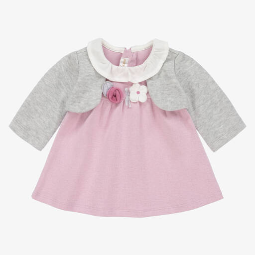Mayoral-Baby Girls Purple & Grey Cotton Dress | Childrensalon Outlet