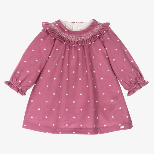 Mayoral-Baby Girls Purple Heart Velvet Dress | Childrensalon Outlet