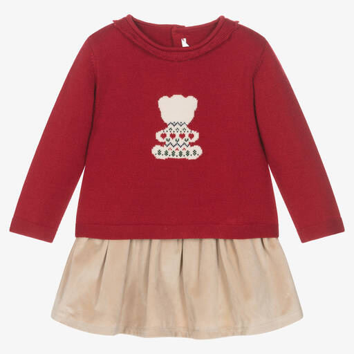 Mayoral-Ensemble jupe rouge et beige bébé | Childrensalon Outlet