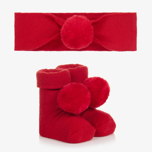 Mayoral-Rotes Baby-Stirnband & Socken Set | Childrensalon Outlet
