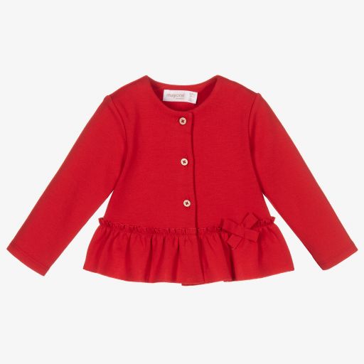 Mayoral Newborn-Baby Girls Red Jersey Jacket | Childrensalon Outlet