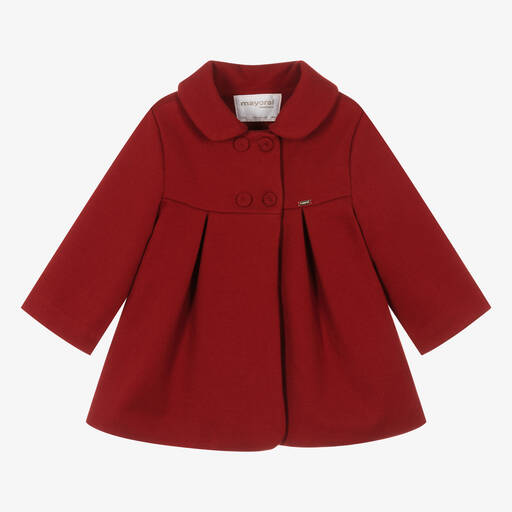 Mayoral-Baby Girls Red Trapeze Coat | Childrensalon Outlet