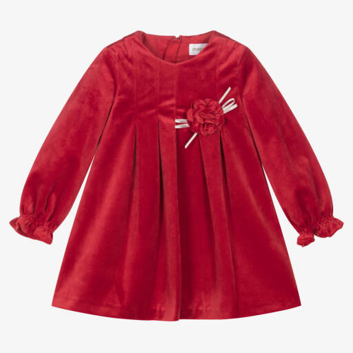 Mayoral-Baby Girls Red Velvet Dress | Childrensalon Outlet