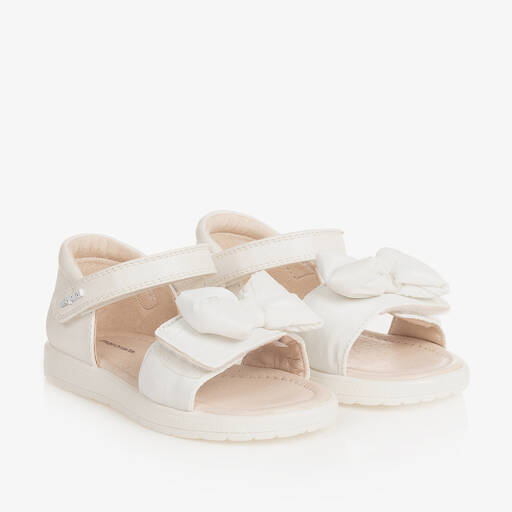 Mayoral-Baby Girls White Bow Velcro Sandals | Childrensalon Outlet
