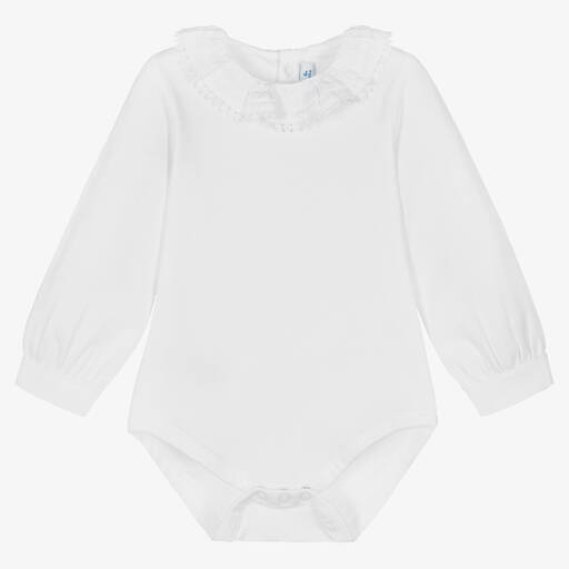 Mayoral-Baby Girls White Cotton Jersey Bodysuit | Childrensalon Outlet