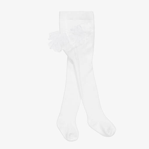 Mayoral-Baby Girls White Frilly Tights | Childrensalon Outlet