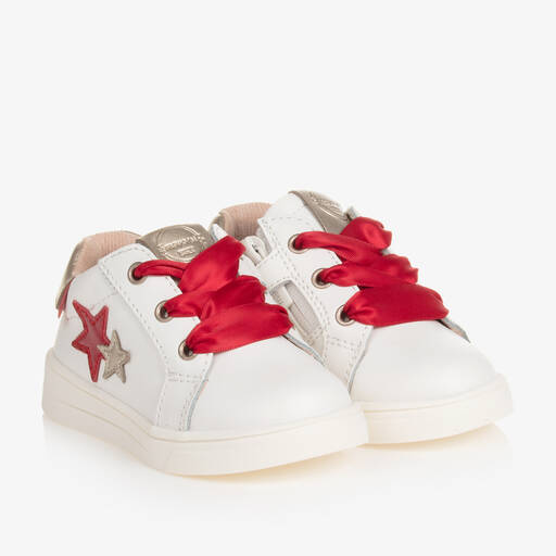 Mayoral-Baby Girls White & Red Star Trainers | Childrensalon Outlet