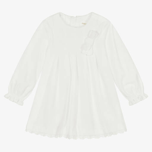 Mayoral-Baby Girls White Velvet Dress | Childrensalon Outlet