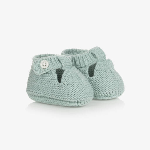 Mayoral-Baby Green Cotton Knit Booties | Childrensalon Outlet