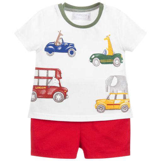 Mayoral Newborn-Baby Red & White Shorts Set | Childrensalon Outlet