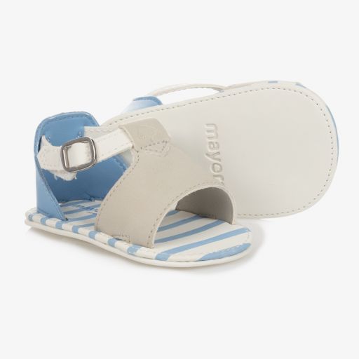 Mayoral Newborn-Beige & Blue Pre-Walker Sandals | Childrensalon Outlet