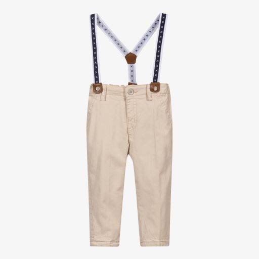 Mayoral Newborn-Beige Cotton Baby Trousers  | Childrensalon Outlet