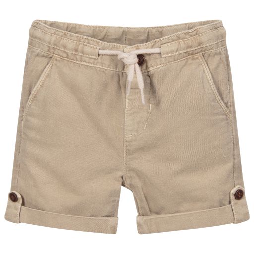 Mayoral-Beige Cotton & Linen Shorts | Childrensalon Outlet