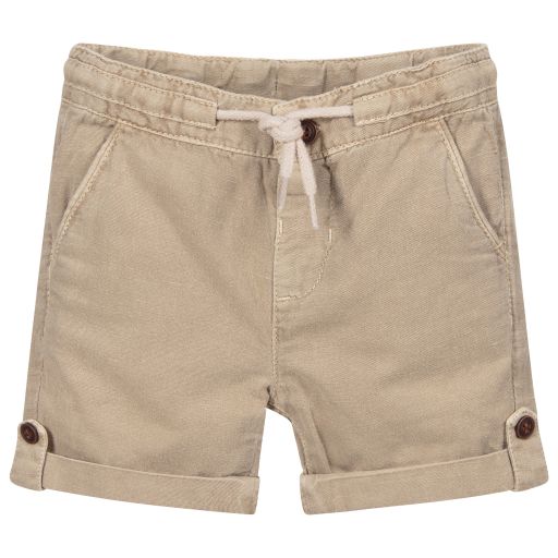 Mayoral-Beige Baumwoll- und Leinenshorts | Childrensalon Outlet