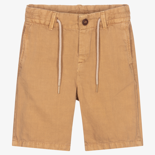 Mayoral-Beige Cotton & Linen Shorts | Childrensalon Outlet