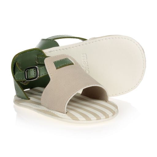 Mayoral-Beige & Green Baby Sandals | Childrensalon Outlet
