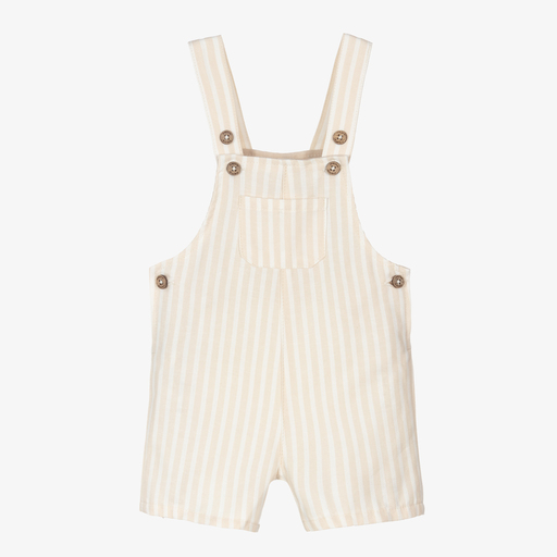 Mayoral-Beige & Ivory Dungaree Shorts | Childrensalon Outlet