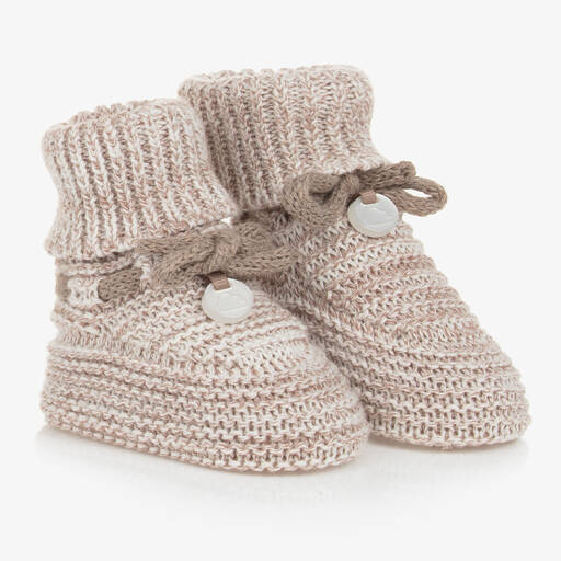 Mayoral-Beige Knitted Booties | Childrensalon Outlet