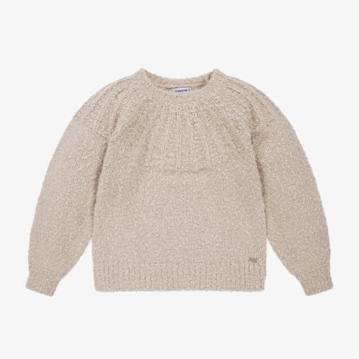 Mayoral-Beige Knitted Sweater | Childrensalon Outlet