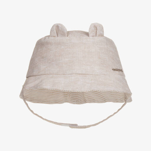 Mayoral Newborn-Beige Reversible Baby Sun Hat | Childrensalon Outlet