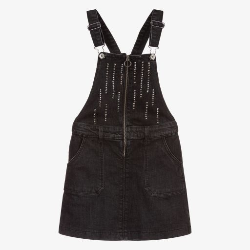 Mayoral-Black Denim Pinafore Dress | Childrensalon Outlet