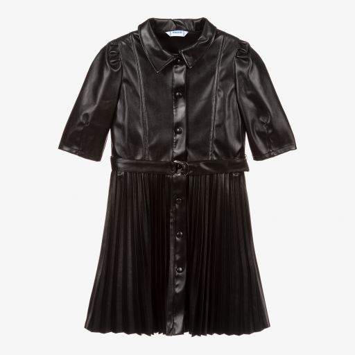 Mayoral-Black Faux Leather Dress | Childrensalon Outlet