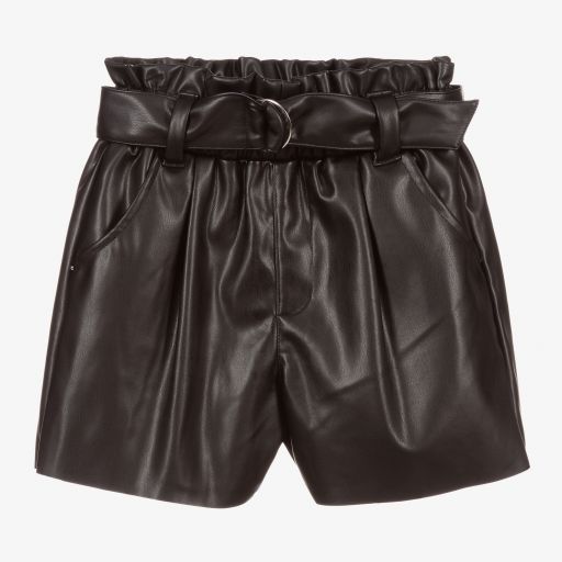 Mayoral-Black Faux Leather Shorts | Childrensalon Outlet