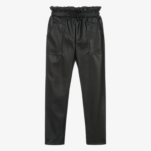 Mayoral-Black Faux Leather Trousers | Childrensalon Outlet