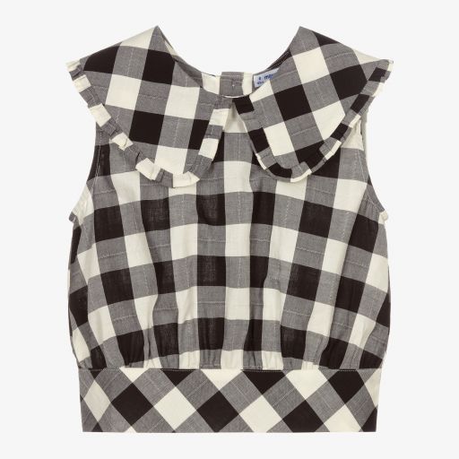 Mayoral-Black & Ivory Check Blouse | Childrensalon Outlet