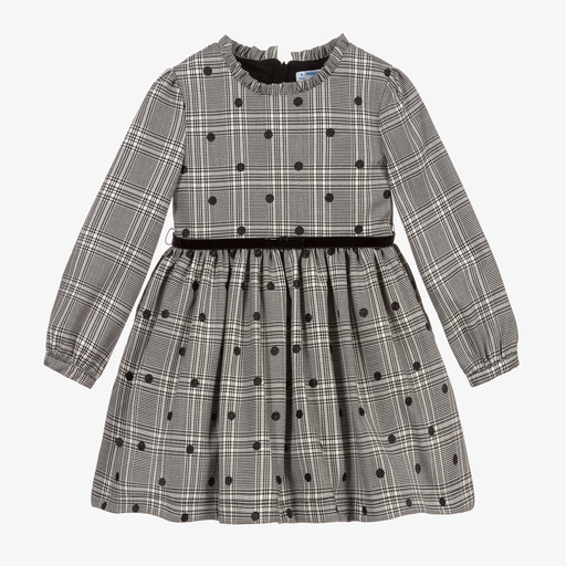 Mayoral-Black & Ivory Check Dress | Childrensalon Outlet