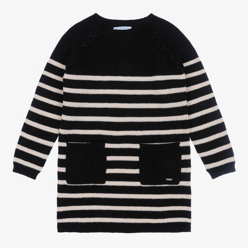 Mayoral-Black & Ivory Glittery Knit Sweater Dress | Childrensalon Outlet