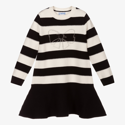 Mayoral-Black & Ivory Knitted Dress | Childrensalon Outlet