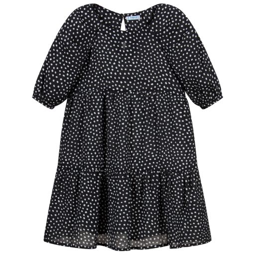 Mayoral-Black Polka Dot Dress | Childrensalon Outlet