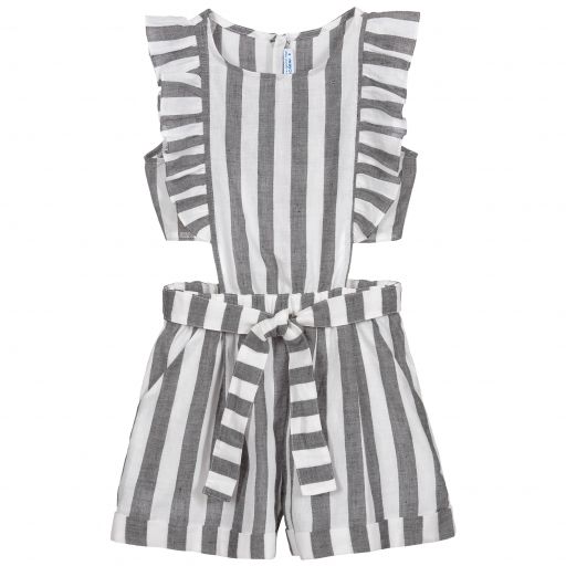 Mayoral-Black & White Linen Playsuit | Childrensalon Outlet