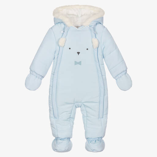 Mayoral Newborn-Blue Baby Bear Snowsuit | Childrensalon Outlet