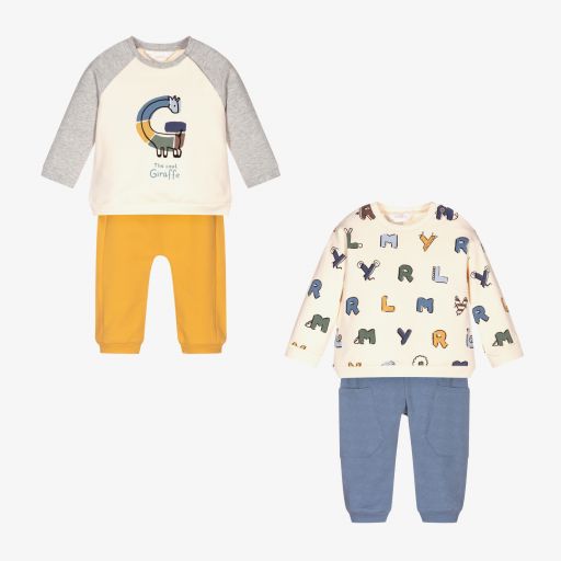 Mayoral Newborn-Blue Baby Outfits (2 Pack) | Childrensalon Outlet