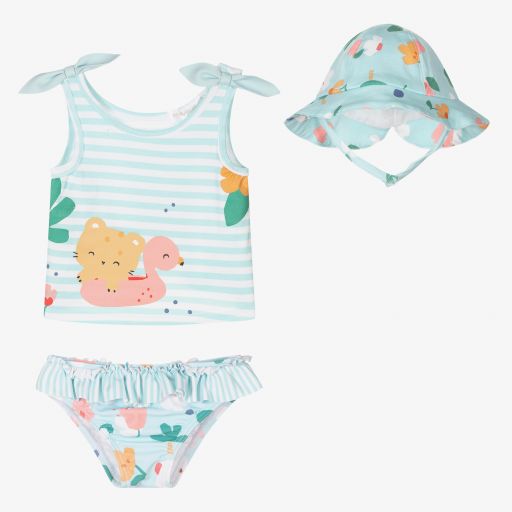 Mayoral Newborn-طقم فستان قطن جيرسي لون أزرق باهت للمولودات | Childrensalon Outlet