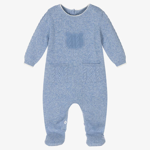 Mayoral Newborn-Blue Bear Knitted Babygrow | Childrensalon Outlet