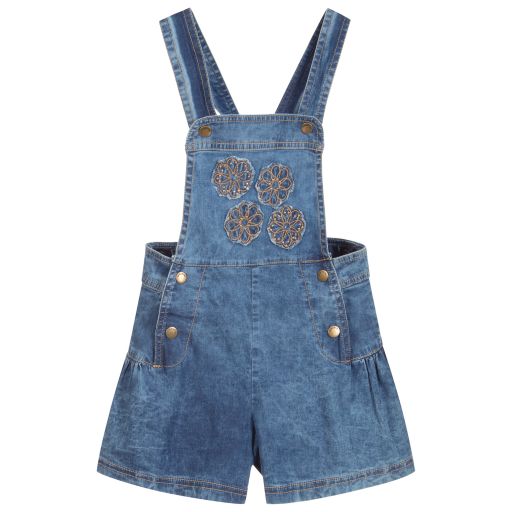 Mayoral-Blue Chambray Dungaree Shorts | Childrensalon Outlet