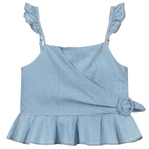 Mayoral-Blue Cotton Chambray Top | Childrensalon Outlet