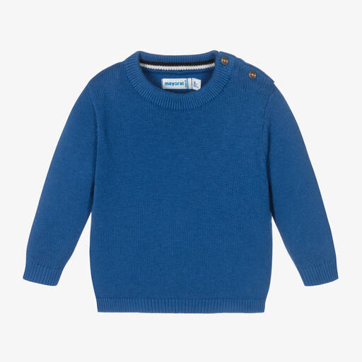 Mayoral-Blue Cotton & Wool Sweater | Childrensalon Outlet
