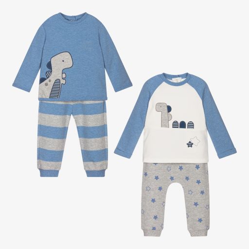 Mayoral Newborn-Blue Dinosaur Outfits (2 Pack) | Childrensalon Outlet