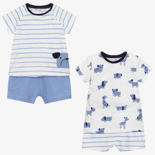 Mayoral-Blue Dog Shorts Set (2 Pack) | Childrensalon Outlet