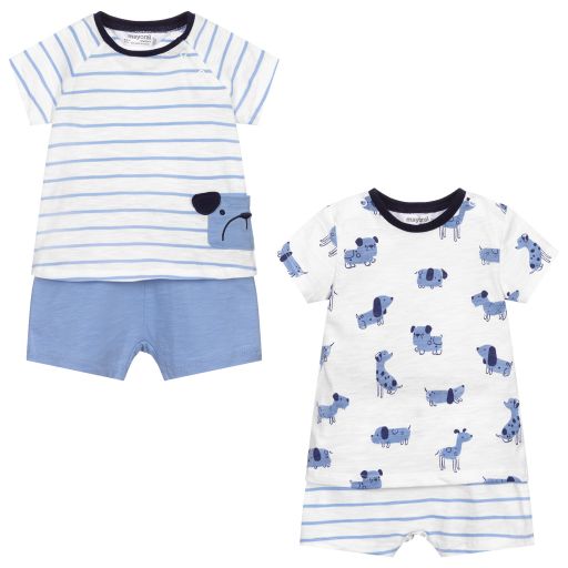 Mayoral-Blaues Hunde-Shorts-Set (2er-Pack) | Childrensalon Outlet