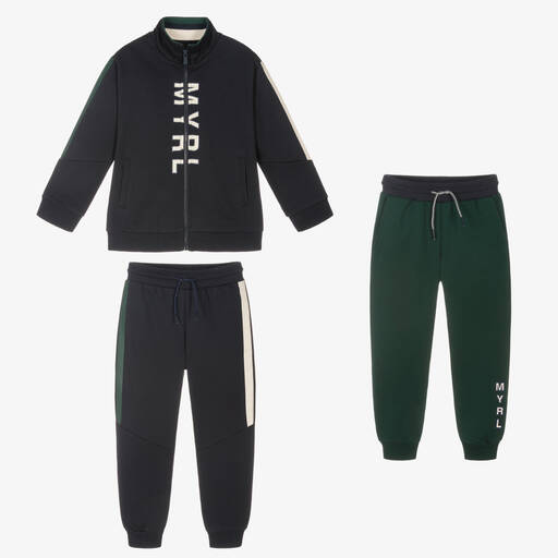 Mayoral-Blue & Green 3 Piece Tracksuit | Childrensalon Outlet