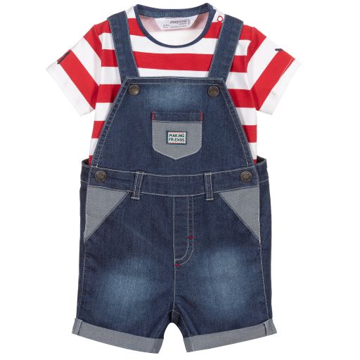Mayoral Newborn-طقم دانغري قطن بأحزمة كتف قابلة للتعديل | Childrensalon Outlet