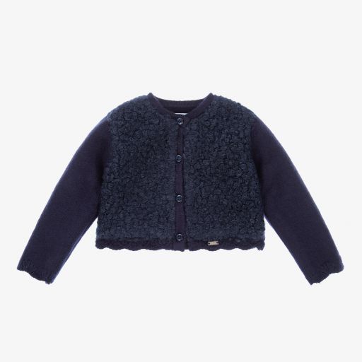 Mayoral-Blue Knitted Bouclé Cardigan | Childrensalon Outlet