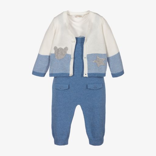 Mayoral Newborn-طقم دانغريز قطن محبوك لون أزرق للأطفال | Childrensalon Outlet