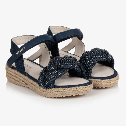 Mayoral-Blue Pearl Wedge Sandals | Childrensalon Outlet